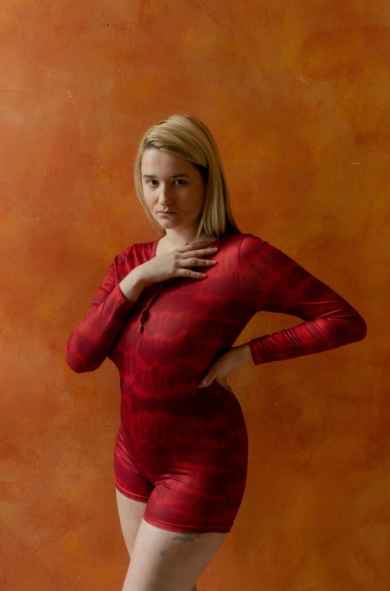 Ajiri Lounge Bodysuit - Crimson